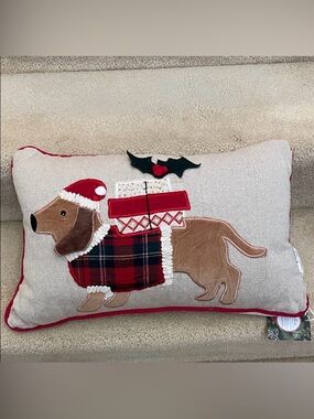 Festive Dachshund Holiday Pillow made by Secret Celebrity